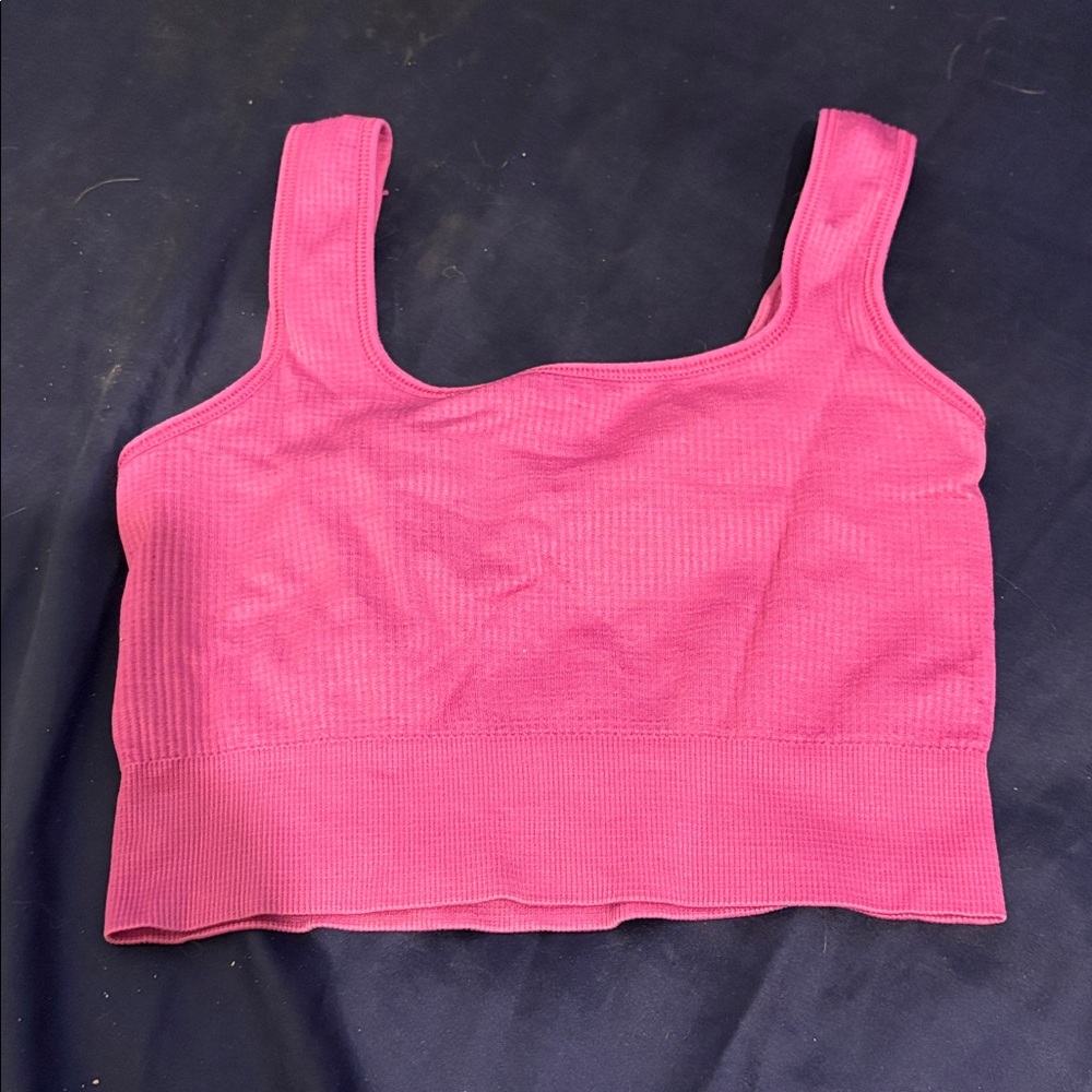 Pink Ribbed Crop Top